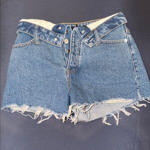 Alexander Wang Blue Frayed Jean Shorts